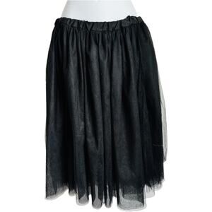 Black Sheer Tulle Tutu Midi Skirt size M Goth Ballerina Witchy Crinkle Costume